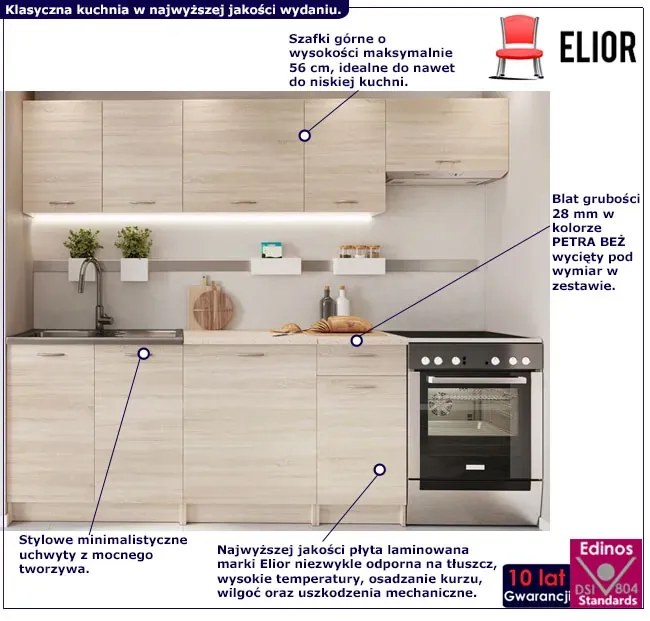 Meble kuchenne 240 cm 7 sztuk dąb sonoma G7-G93