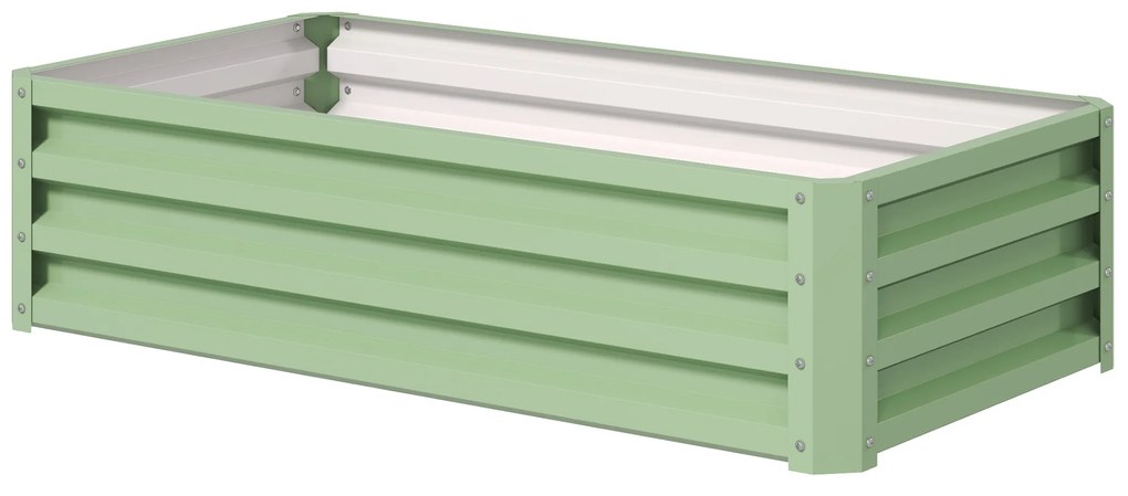 Outsunny Wysokie Grządki Pflanzkasten, odporny na pogodę, otwarte dno, stal ocynkowana, 120 cm x 60 cm x 30,5 cm, Zielony