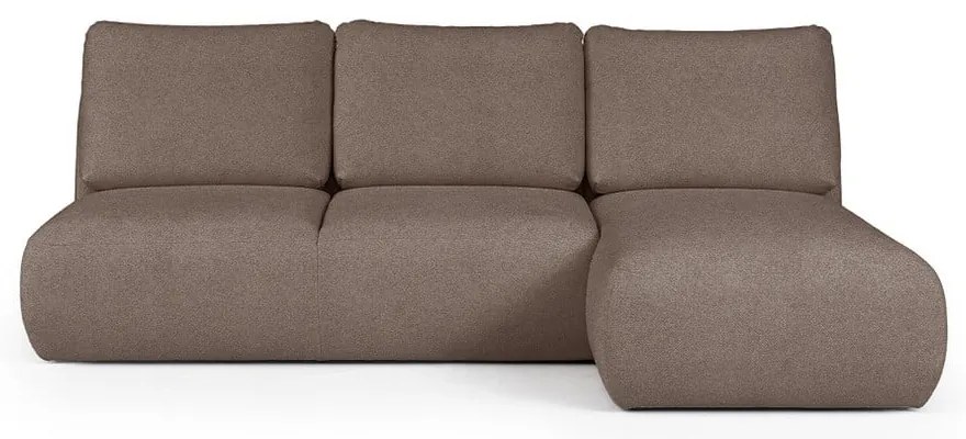 Brązowy narożnik z materiału bouclé (prawostronny/z szezlongiem) Mirel – Rodier
