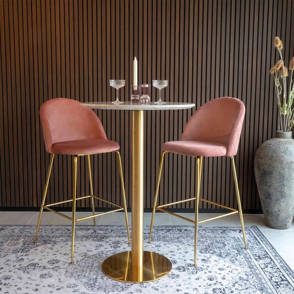Okrągły stolik barowy z blatem w dekorze marmuru ø 70 cm Bolzano – House Nordic