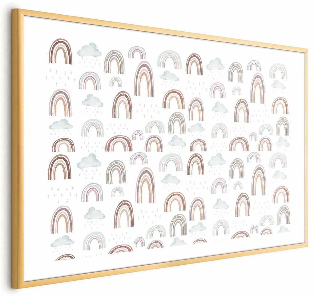 Plakat Tęcza po deszczu 42x29,7 cm z ramą złotą z marginesem ARTGEIST B