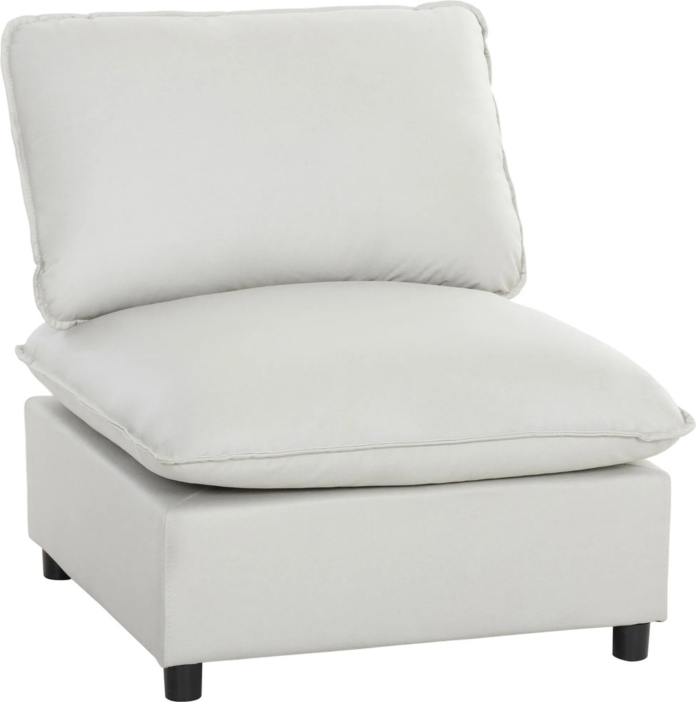 HOMCOM Fotel akcentowy, nowoczesny fotel Leathaire z szerokim i głębokim siedziskiem, grube poduszki, łatwy montaż, szary | Aosom PL