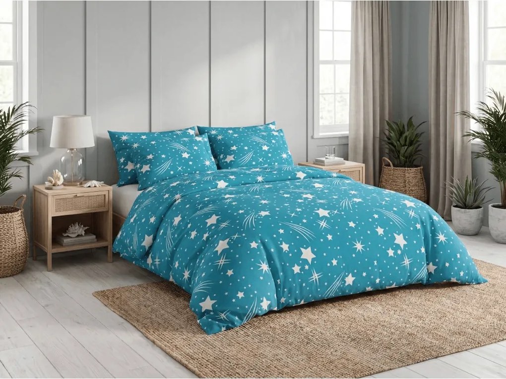 PrzytulneMieszkanie.pl PrzytulneMieszkanie.pl Pościel z polibawełny NIGHT SKY POLY turkusowa Rozmiar pościeli: 70 x 90 cm | 140 x 220 cm