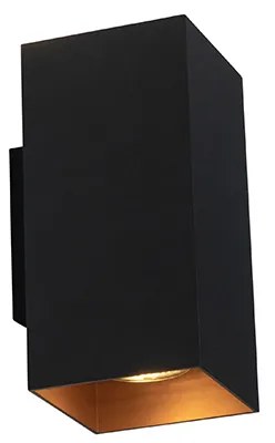 Inteligentna lampa ścienna czarna ze złotym kwadratem w komplecie 2 WiFi GU10 - SabDesignerski Oswietlenie wewnetrzne