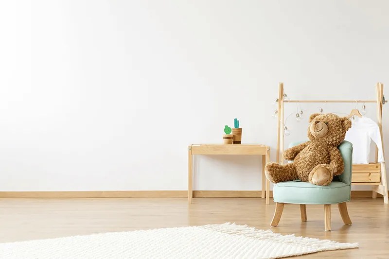 Lniany fotel dziecięcy z ozdobnymi guziczkami Somebunny len