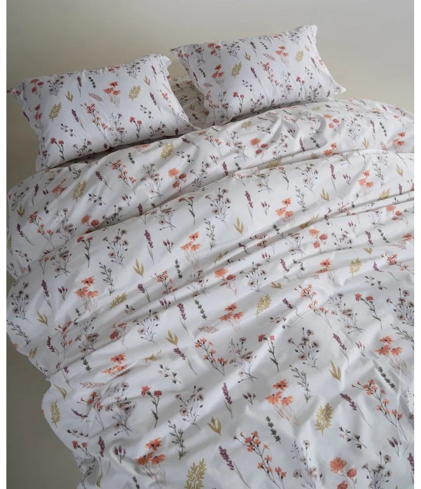 Biała pościel dwuosobowa z bawełny renforcé 240x220 cm Floral Dance Autumn – Mila Home Luxury