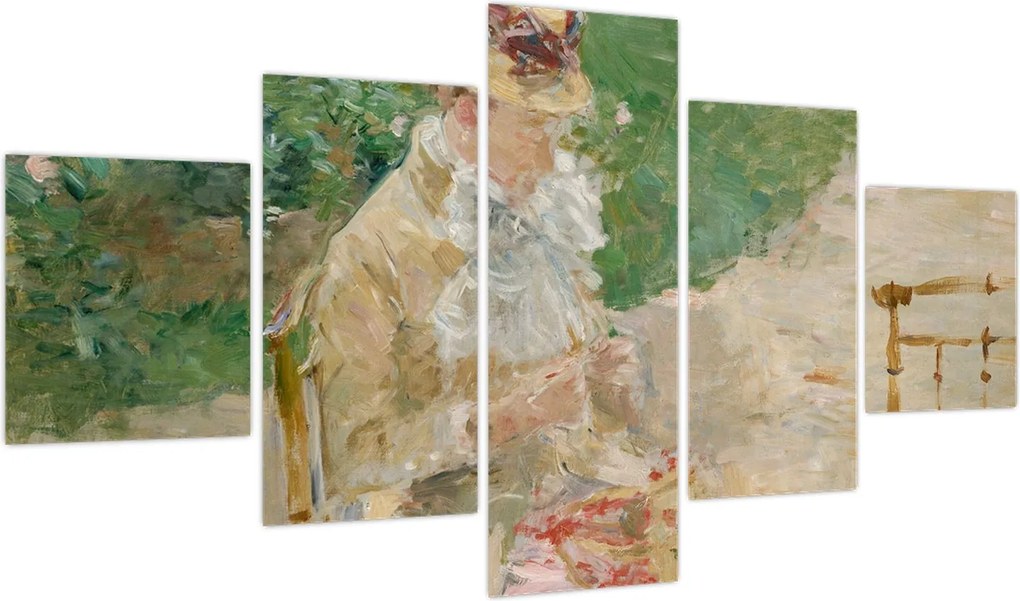 Obraz - Berthe Morisot, Young Woman Knitting, reprodukcje (125x70 cm)