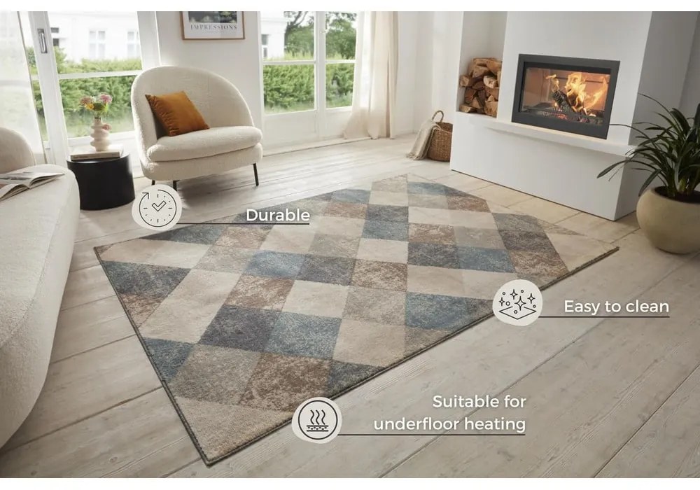 Niebieski/beżowy dywan 200x280 cm Terrain – Hanse Home