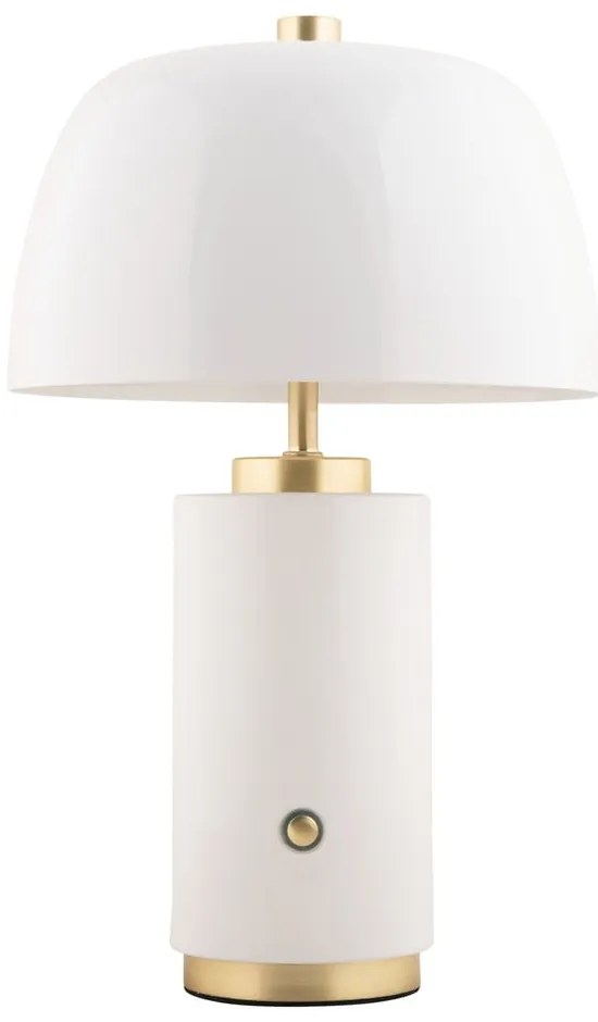 Biała lampa stołowa LED ze ściemniaczem i metalowym kloszem (wysokość 30 cm) Freya – Leitmotiv