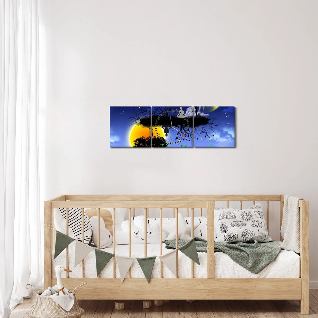 Obraz - Odbicie równowagi (z zegarem) (90x30 cm)
