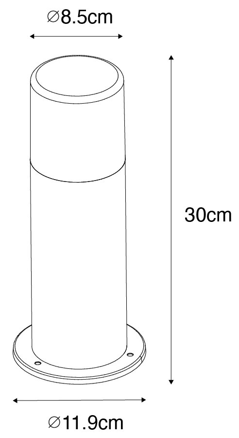 Zewnetrzna Stojąca lampa zewnętrzna czarna z kloszem w kolorze dymionym 30 cm IP44 - Odense Nowoczesny Oswietlenie zewnetrzne