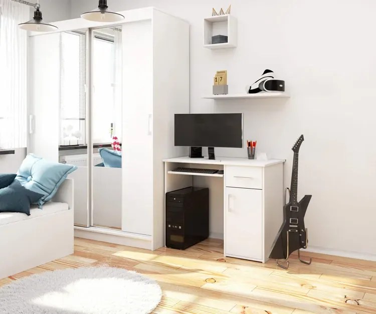 Białe biurko z szufladą i szafką R9-D18