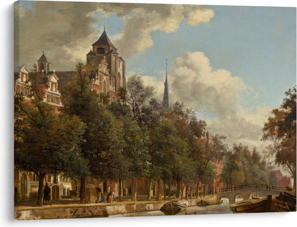 Obraz - Jan van der Heyden, View Down a Dutch Canal, reprodukcje (70x50 cm)