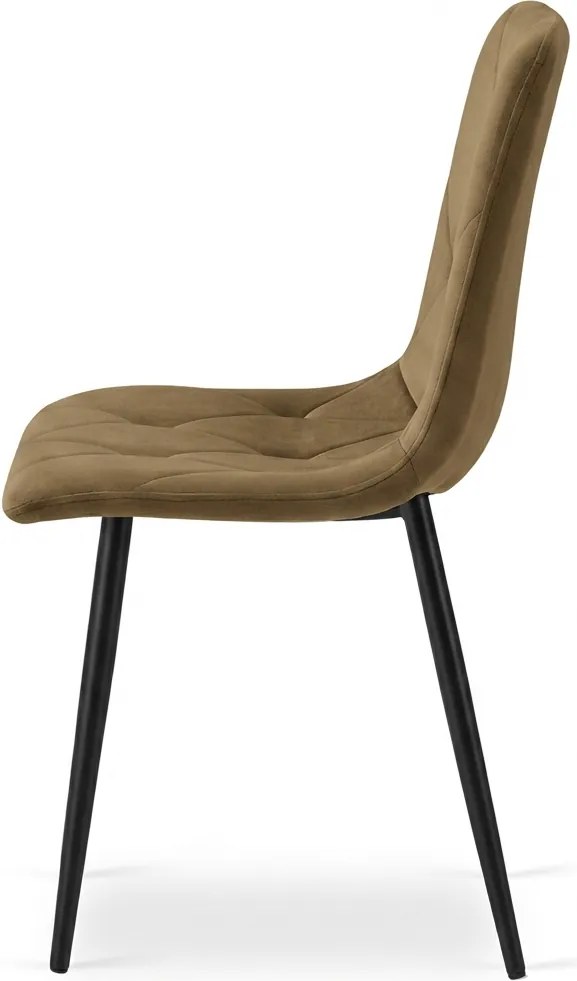 Brązowe aksamitowe krzesło LIBRA OLIVE BROWN z czarnymi nogami