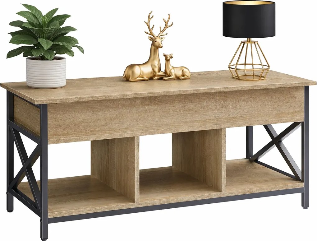 Loftowa ława kawowa ze schowkiem pod blatem dąb sonoma N8-M10