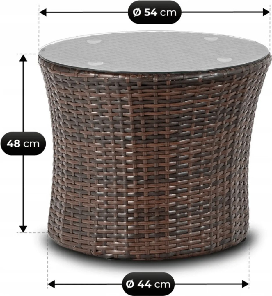 Zestaw Mebli Ogrodowych FRIO Brązowy/Beżowy 2x Fotel Stolik Tarasowy Nowoczesny