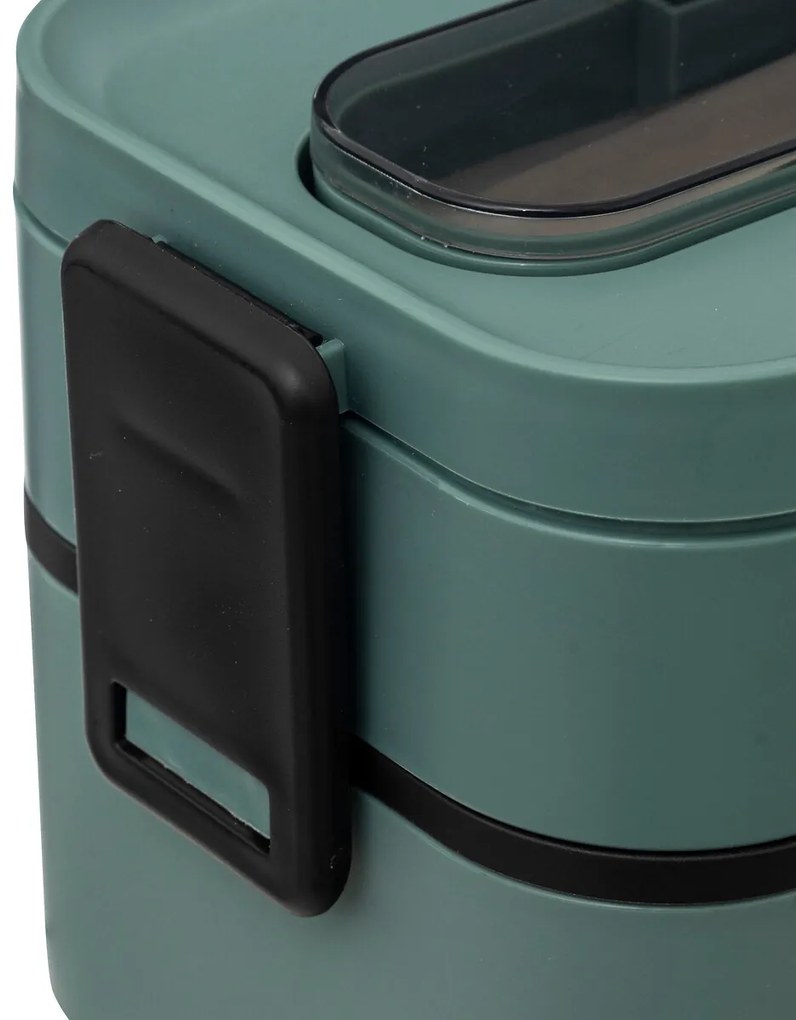 Lunch box do pracy, 2 przegródki + sztućce, 1,4 l