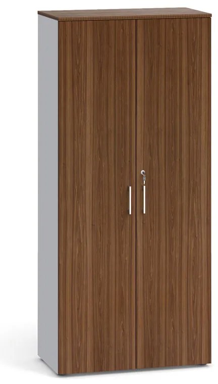 Szafa biurowa z drzwiami PRIMO 2023, 800 x 420 x 1781 mm, szary / orzech