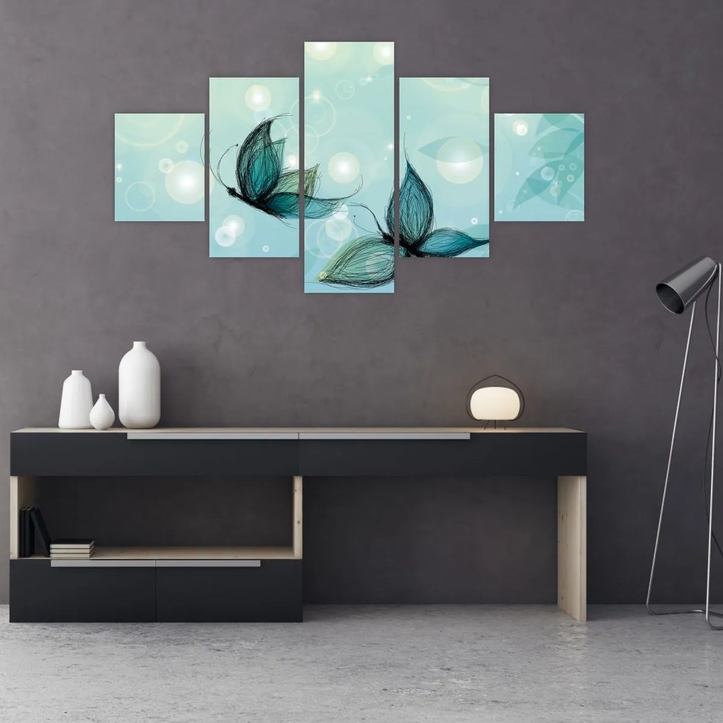 Obraz - Niebieskie motyle (125x70 cm)
