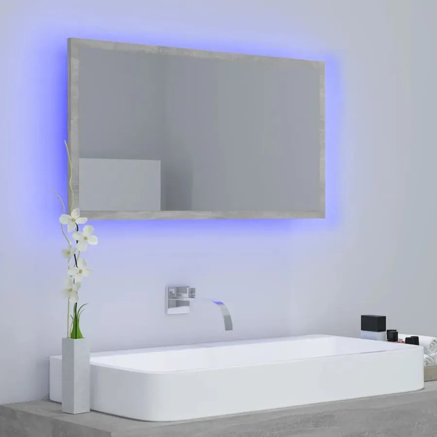 Prostokątne szare lustro wiszące LED C9-W26