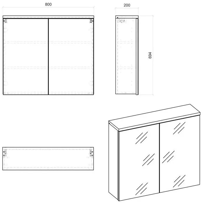 Szafka łazienkowa z lustrem 80 cm N3-H21