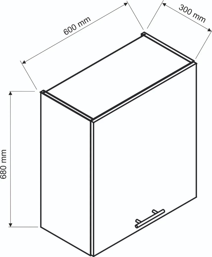 Szafka kuchenna wisząca z okapem 60 DENIS W60 SLIM/68 P/L dąb London/srebrna STOLKAR