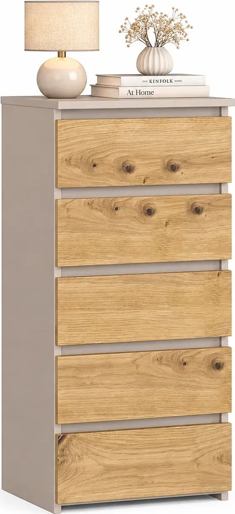 Minimalistyczna komoda z 5 szufladami kaszmir dąb artisan - Verris 5X