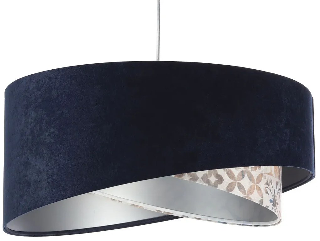 Granatowa lampa wisząca welurowa P3-Z76