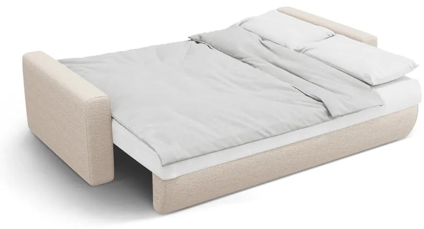 Beżowa rozkładana sofa ze schowkiem 238 cm Belfast – Cosmopolitan Design