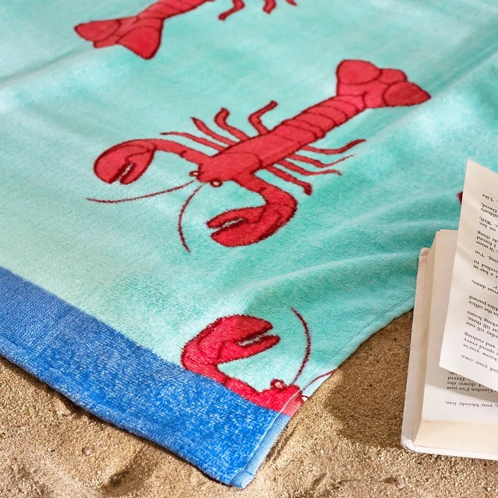 Niebieski bawełniany ręcznik plażowy 76x160 cm Lobster – Catherine Lansfield