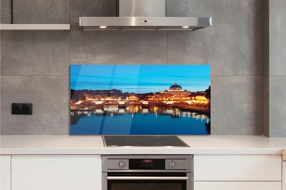 Panel Szklany Rzymskie Mosty o Zachodzie Słońca