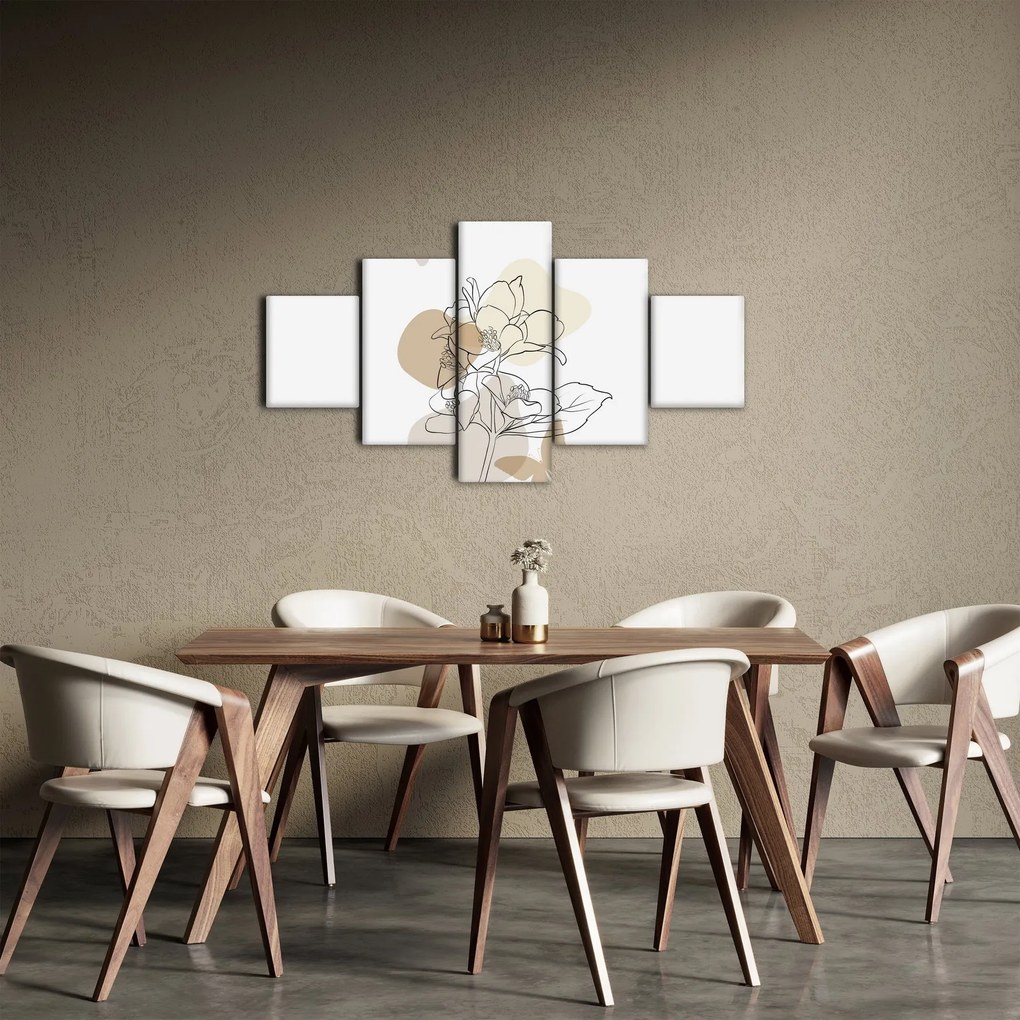 Obraz - Beżowe kwiaty z motylem N⁰1 (125x70 cm)