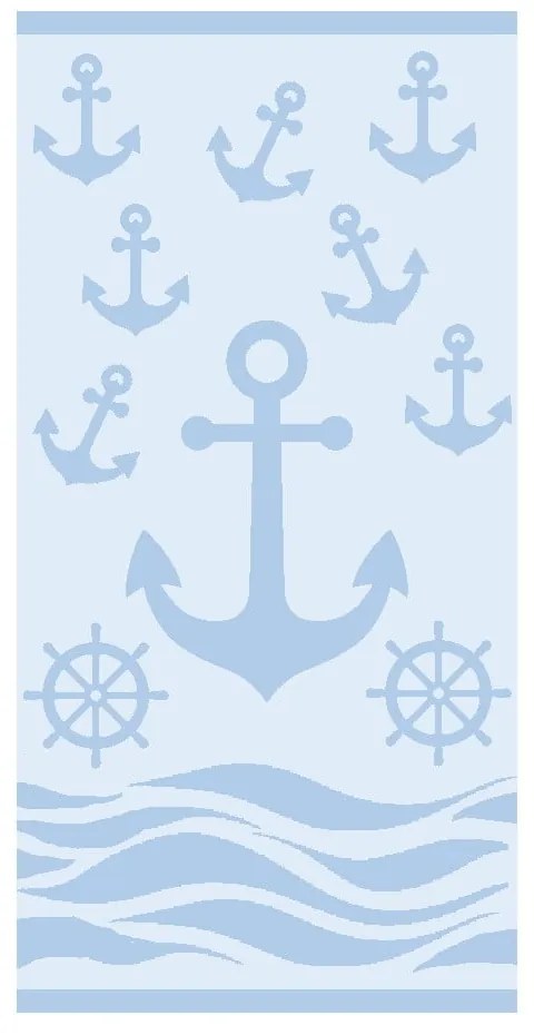 Jasnoniebieski bawełniany ręcznik plażowy frotte 70x140 cm Anchor – B.E.S.