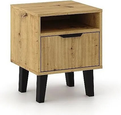 Szafka Nocna Scandi 1S Slim |Dąb Artisan | 39x40x48 cm| Szafka Nocna ryflowana |  Nowoczesny styl