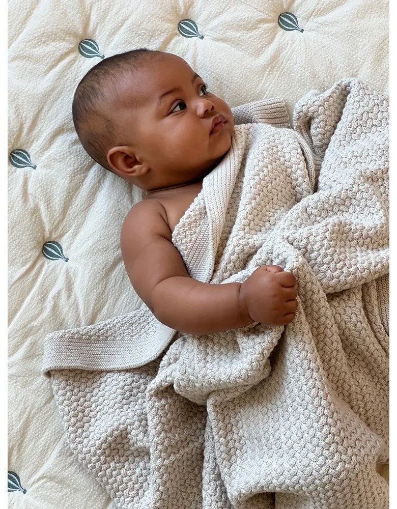 Jasnożółto-niebieski pikowany koc dziecięcy z bawełny organicznej 90x120 cm Balloon – Cam Cam Copenhagen