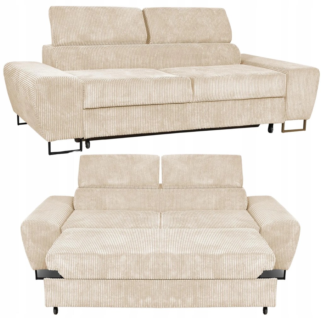 Sofa kanapa Savio salon Family meble beżowy sztruks reg zagłówek