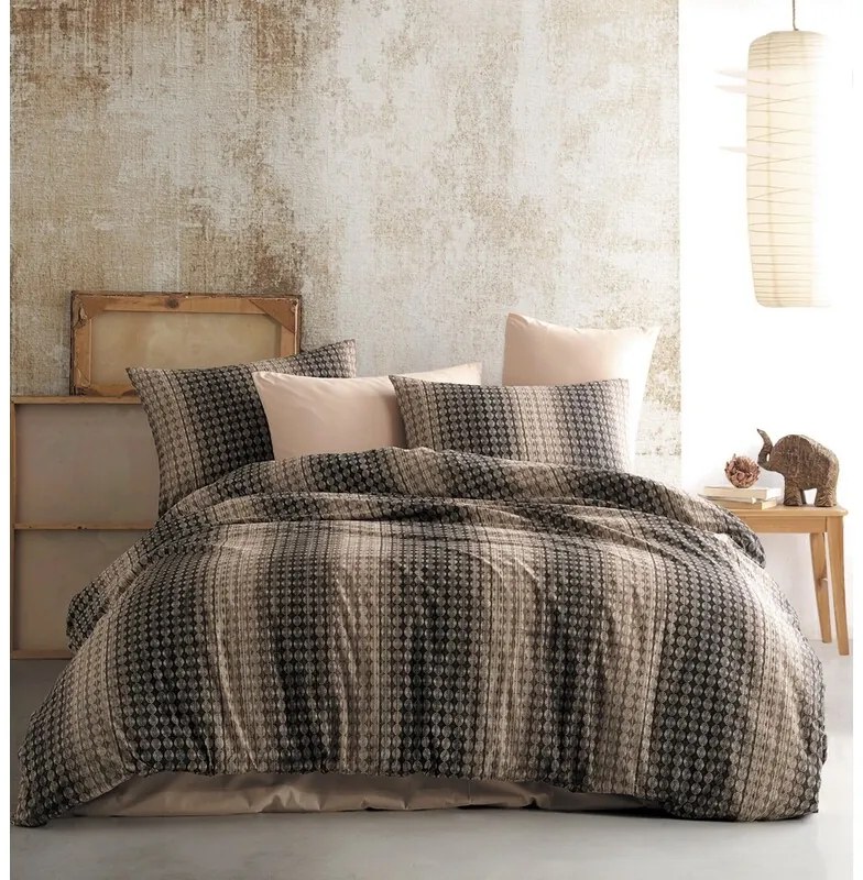 BedTex Bawełniana pościel Oberon brązowa, 220 x200 cm, 2 szt. 70 x 90 cm
