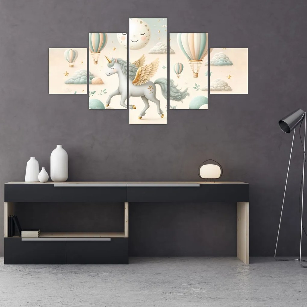 Obraz - Szczęśliwy jednorożec (125x70 cm)