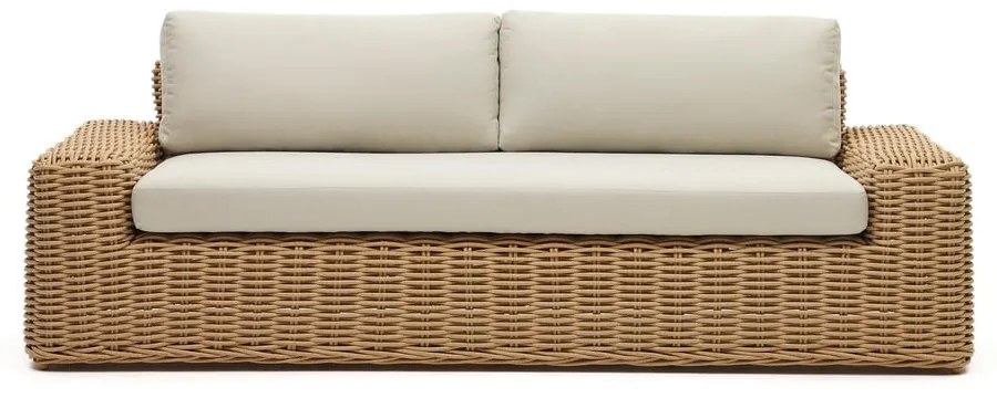 Kremowo-naturalna sofa ogrodowa ze sztucznego rattanu Portlligat – Kave Home