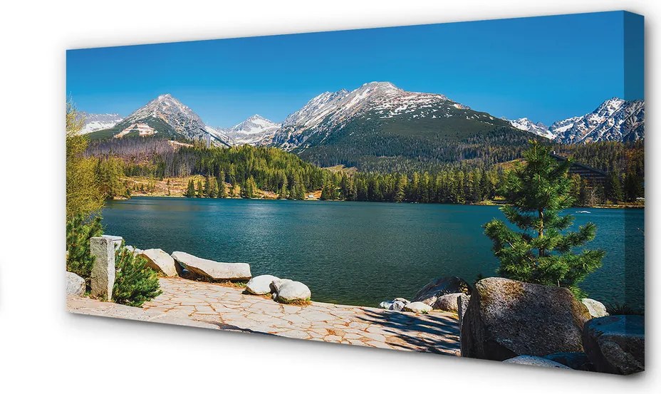 Obraz drukowany na płótnie Góry i Jezioro