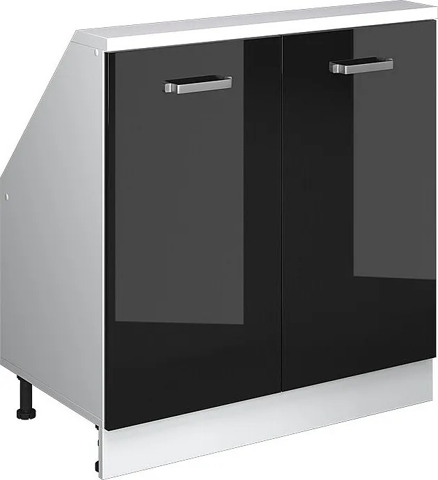 Szafka kuchenna na dach skośny czarny wysoki połysk 80x46x81.6 r-line