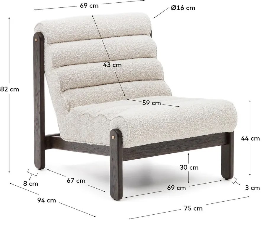 Biały fotel z materiału bouclé Magira – Kave Home