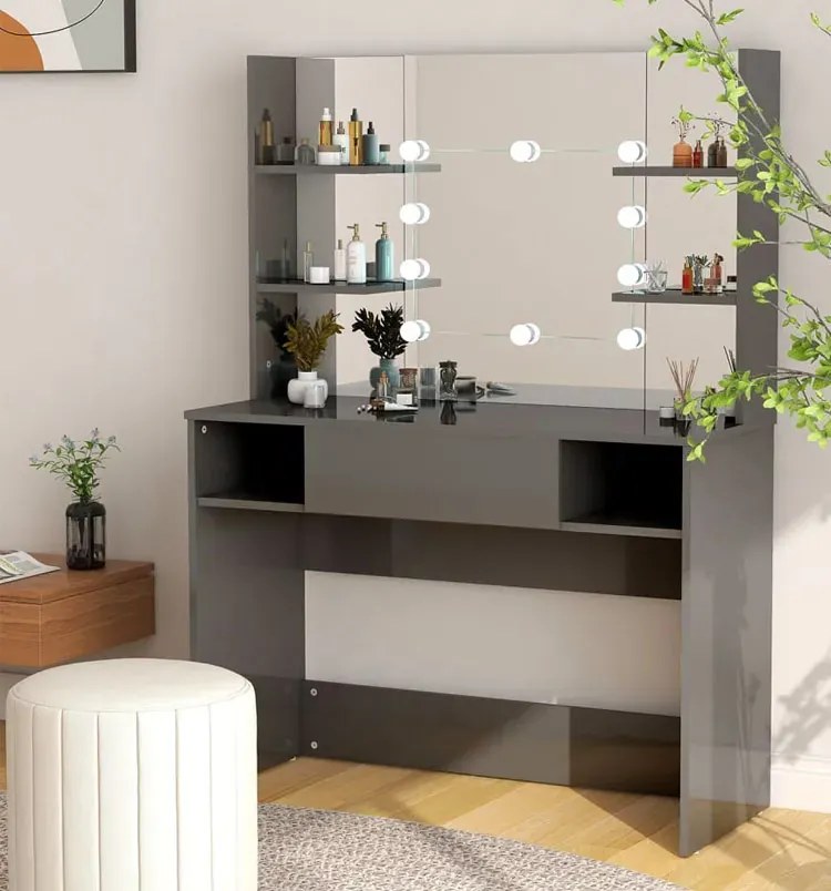 Szara toaletka podświetlana z żarówkami led T9-G16