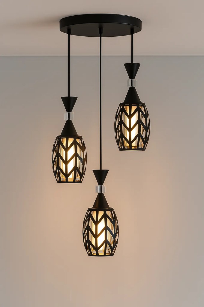 Lampa sufitowa metalowa loft klosz wisząca AT12-3SZ-Black