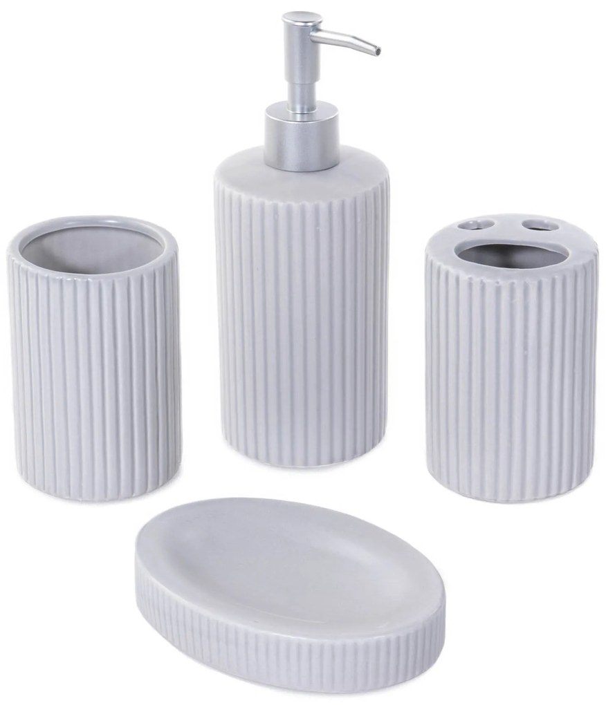 Zestaw ceramicznych akcesoriów łazienkowych, 4 elementy