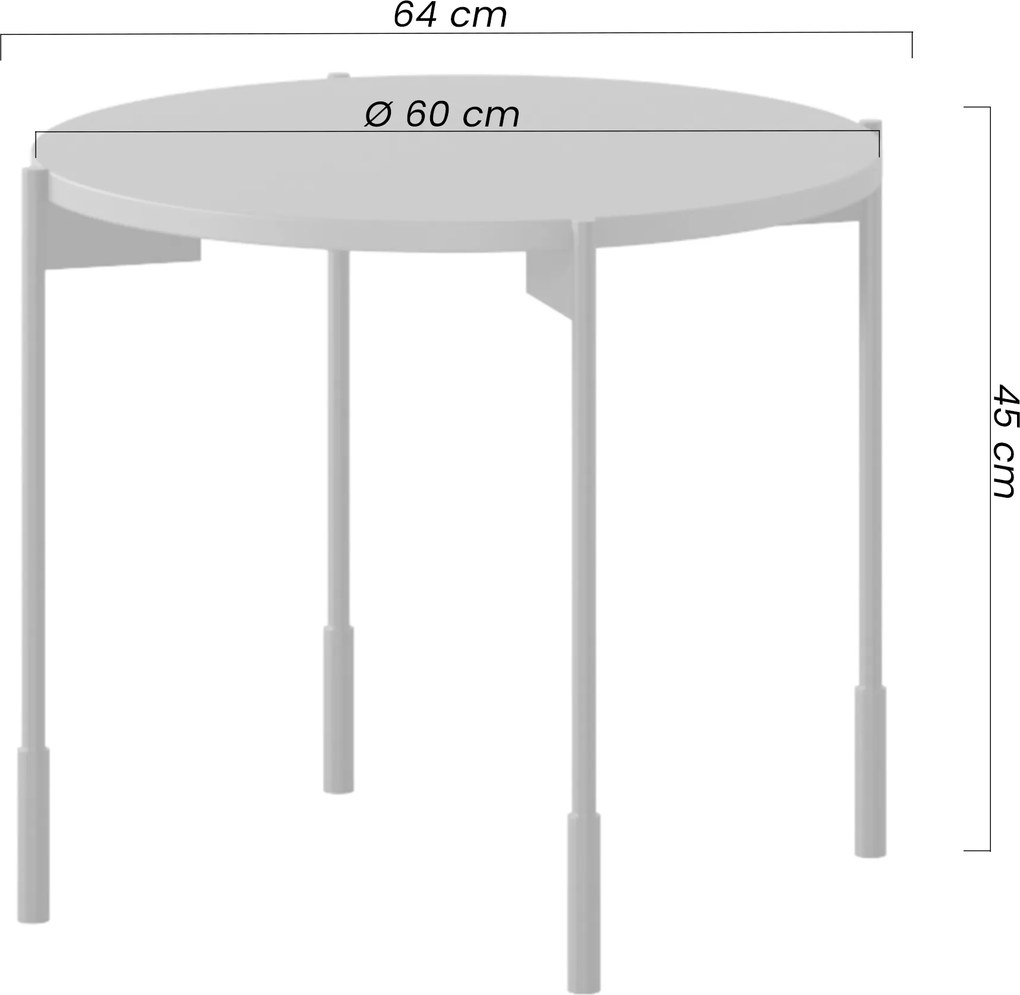Stolik kawowy Sonatia 60 cm okrągły na metalowych nogach - oliwka
