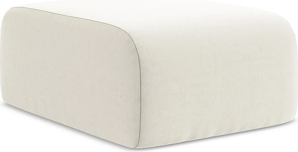 Pufa - z tkaniny welwetowej - jasny beż - LANI