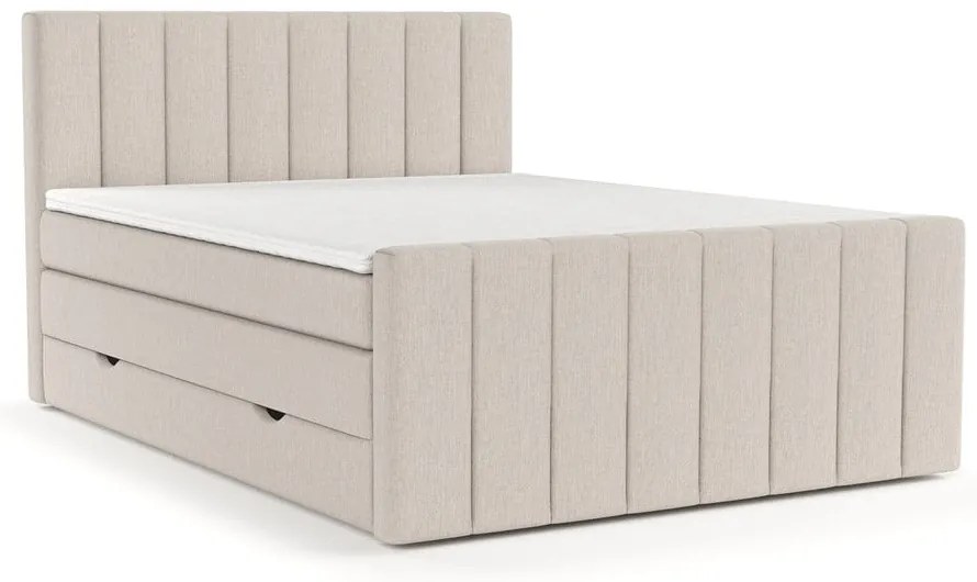 Beżowe łóżko boxspring ze schowkiem 200x200 cm Ruby – Maison de Rêve