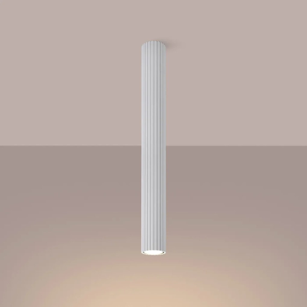Plafon KARBON 60 biały ryflowany SOLLUX LIGHTING