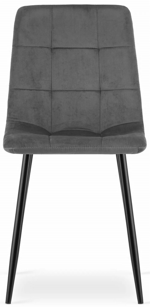 Krzesło aksamitne KARA ciemnoszare na czarnych nogach